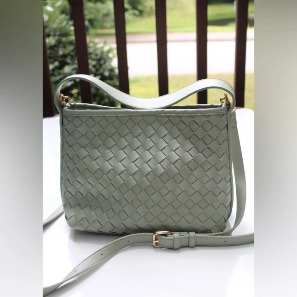 Urban expressions woven faux leather satchel/cross body bag